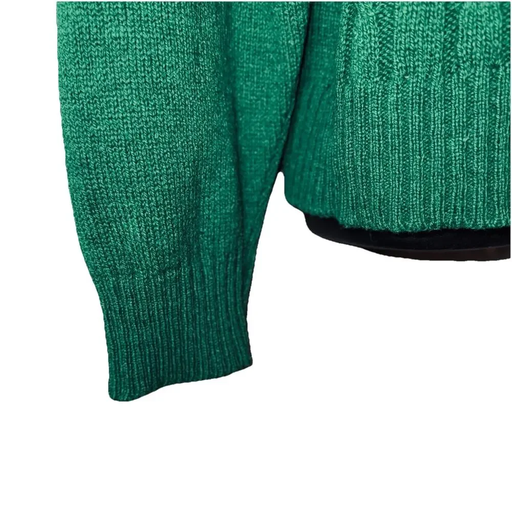 VTG 80s Jantzen Mens XL‎ Solid Forest Green Cable Knit Crew Neck Chunky Sweater